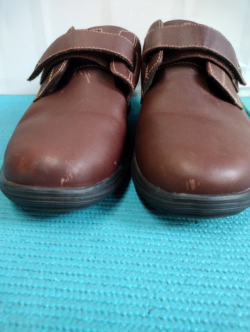 Anodyne No. 64 Men's Diabetic Walking Shoes Brown Leather Hook & Loop 8.5